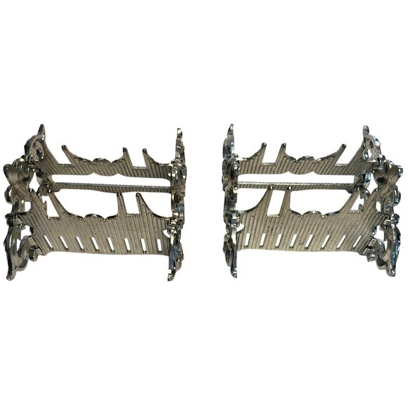 Vintage Knife Rest Holder Ornate Metal Formal Dinner Table Holiday Set Of 2 - Picture 1 of 7